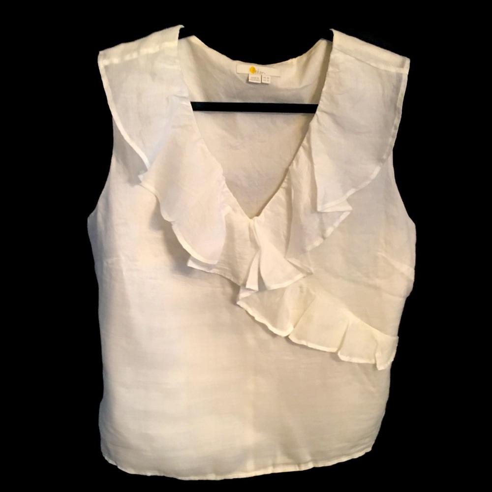 NWOT BODEN Sleeveless Ruffle Blouse,Linen-like-Fully Lined-US Size 14/UK Size 18